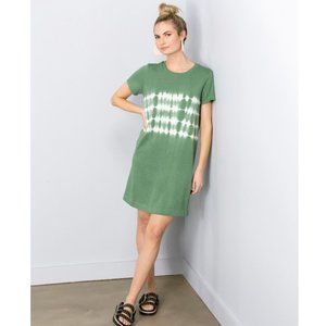 Vince Camuto Green & White Tie-Dye Print Pullover T-Shirt Dress